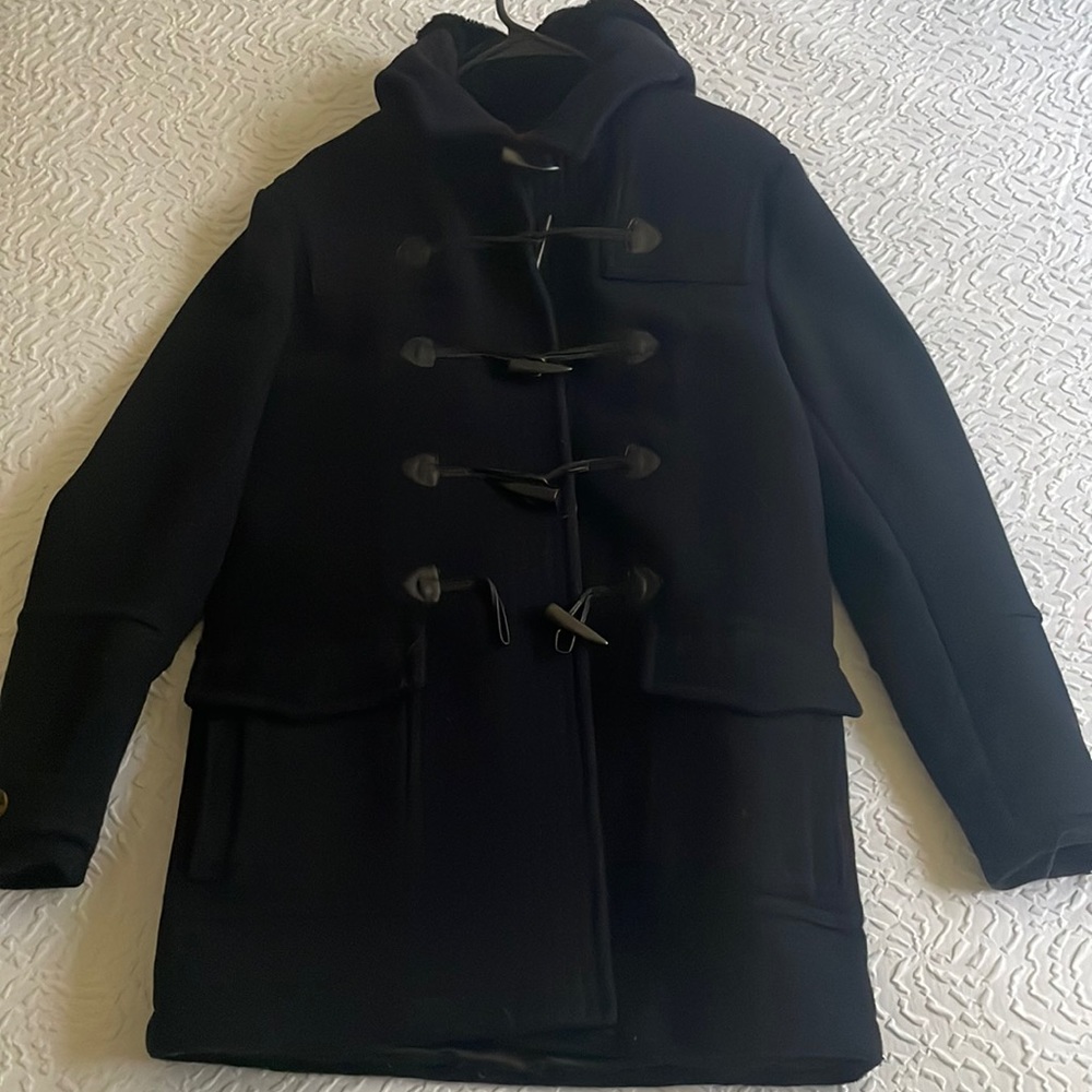 Selected Hooded Wool Duffle Navy Coat sz Medium